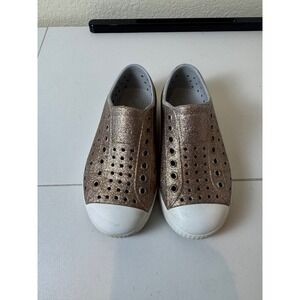 Native Jefferson Bling Glitter Shoes Kids 11 Rose Gold Sparkly Lightweight